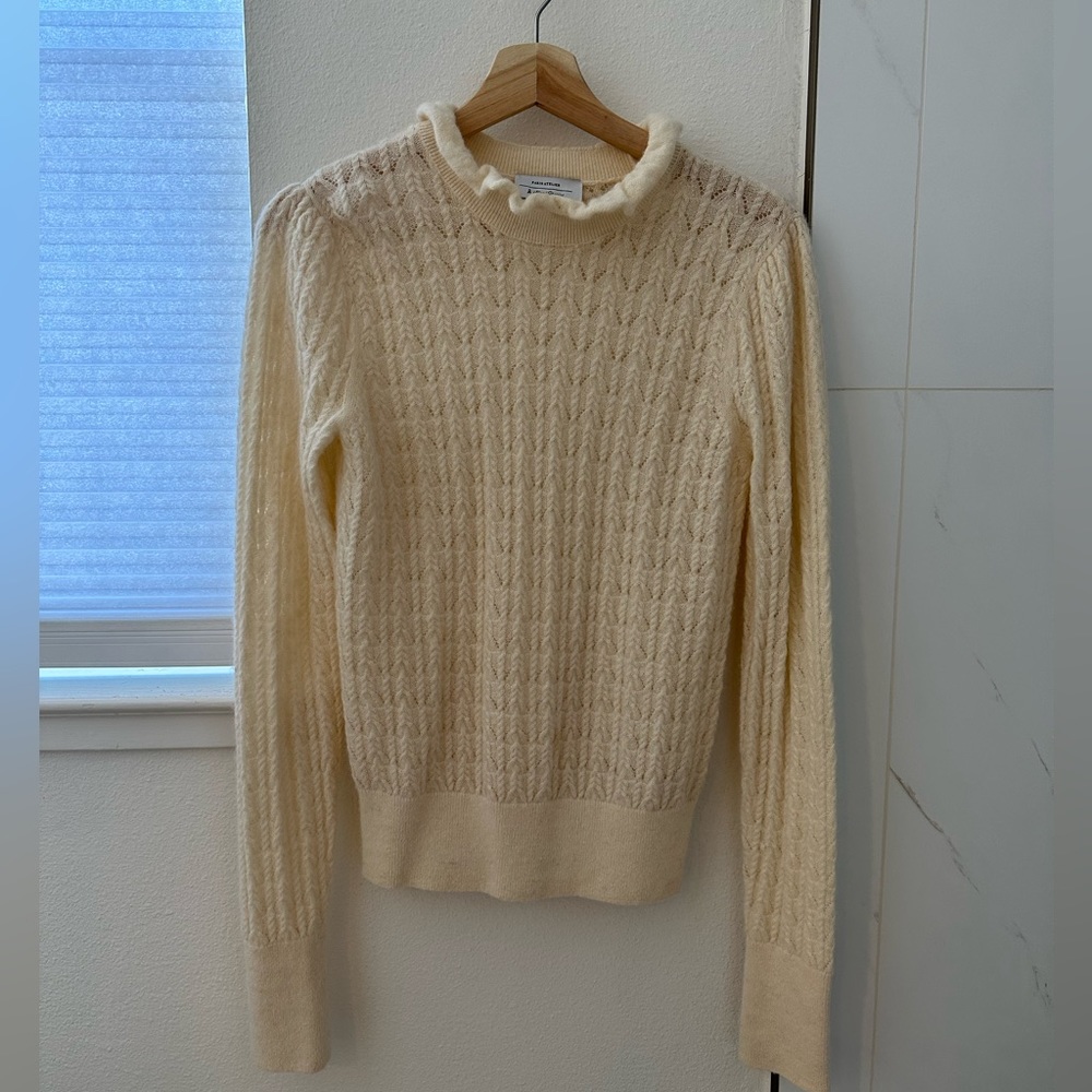 & Other Stories cable-knit ruffle collar sweater